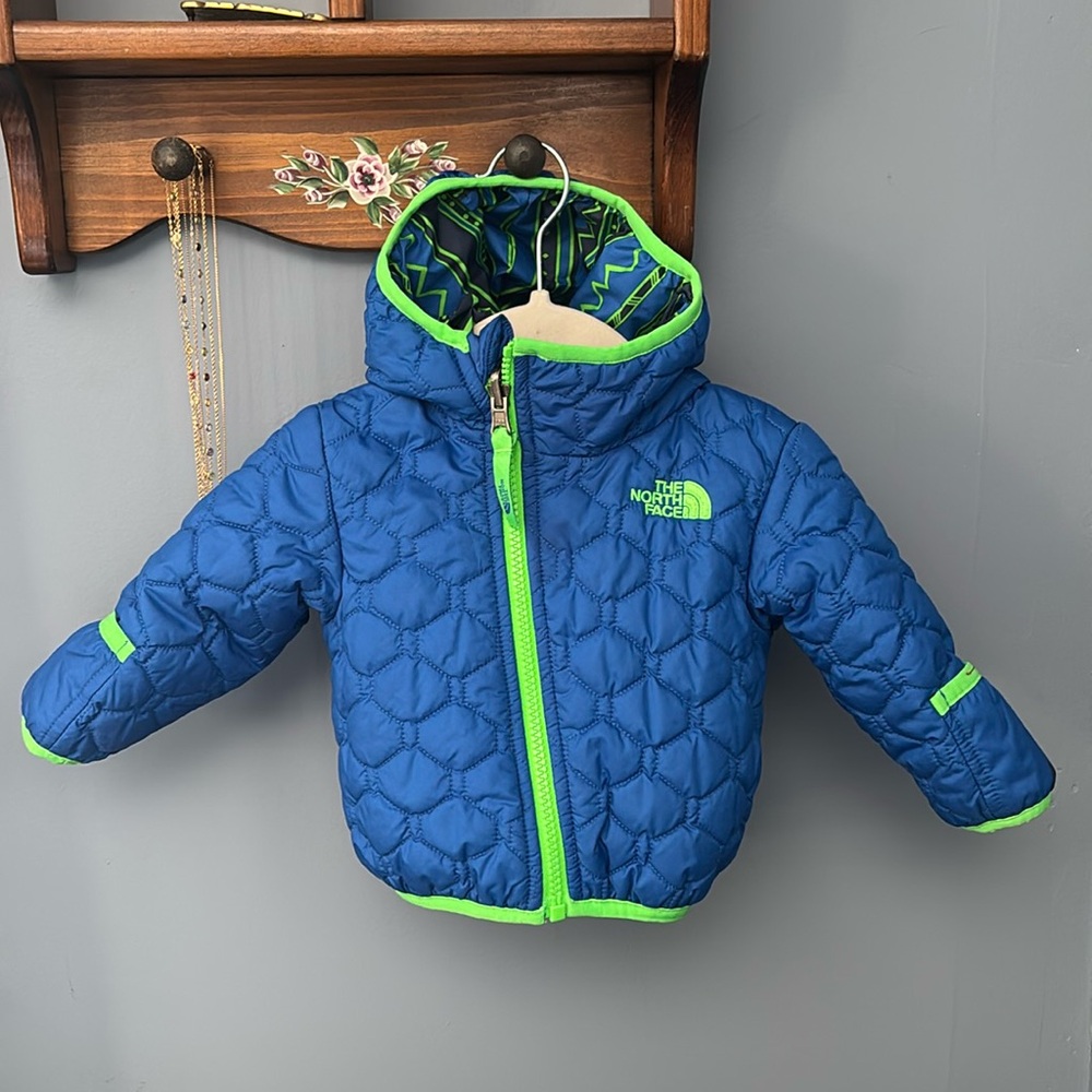 Reversible The North Face Blue and Green Quilted Jacket